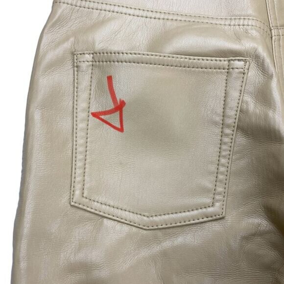 WILFRED Aritzia Melina High Waisted Vegan Leather Pants Sz 0 Flax Beige + Flaws - Picture 7 of 8